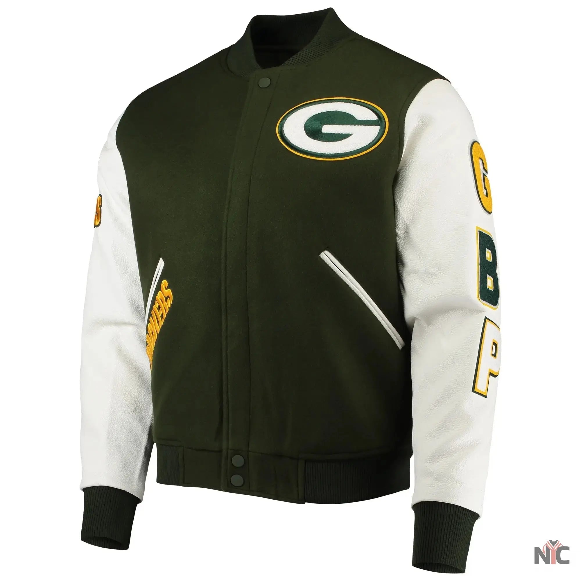 Green Bay Packers Full-zip Green and White Varsity Jacket