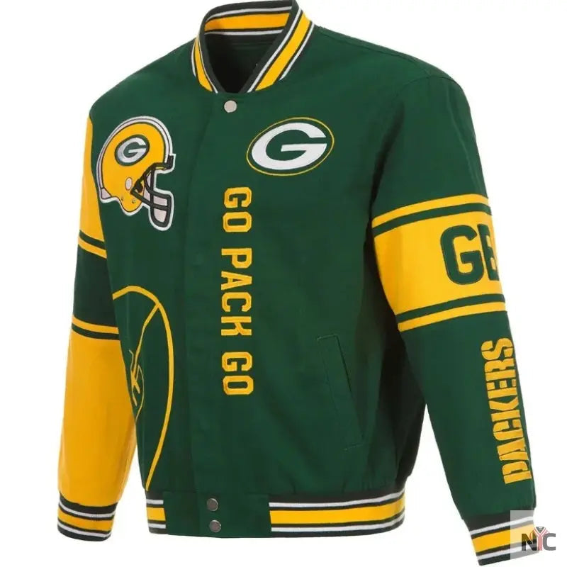 Green Bay Packers Green &amp;amp; Yellow Varsity Jacket