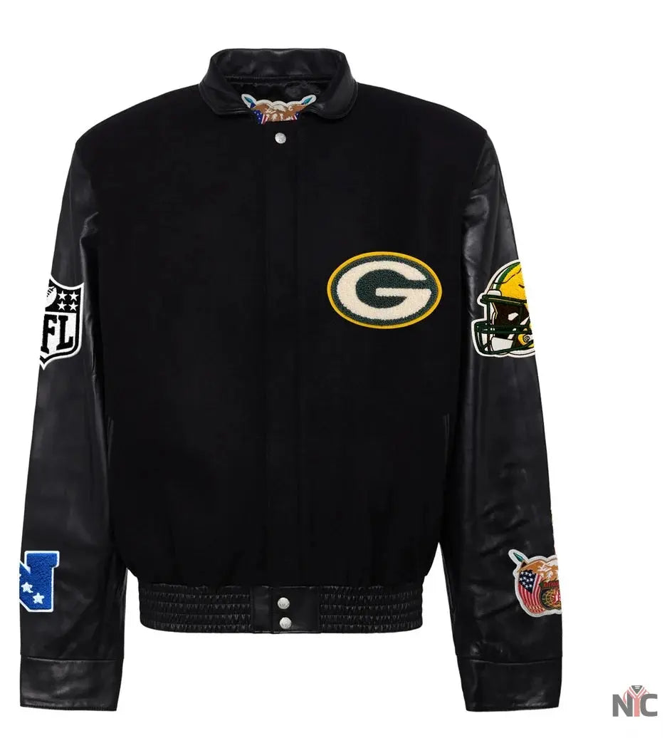 Green Bay Packers Jeff Hamilton Wool And Leather Jacket