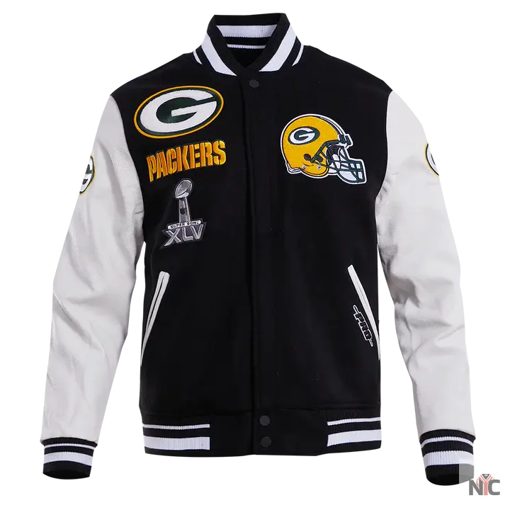 Green Bay Packers Mash Up Wool Varsity Jacket