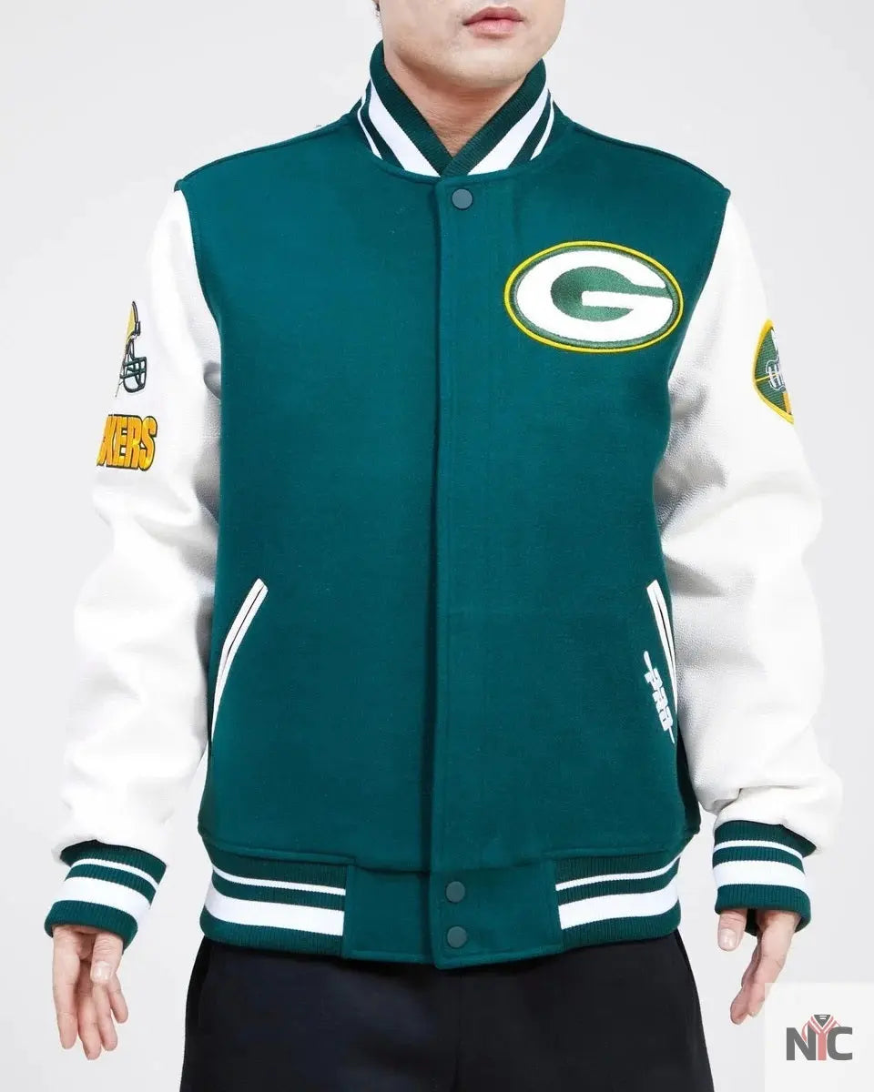 Green Bay Packers Old English Wool Varsity Jacket