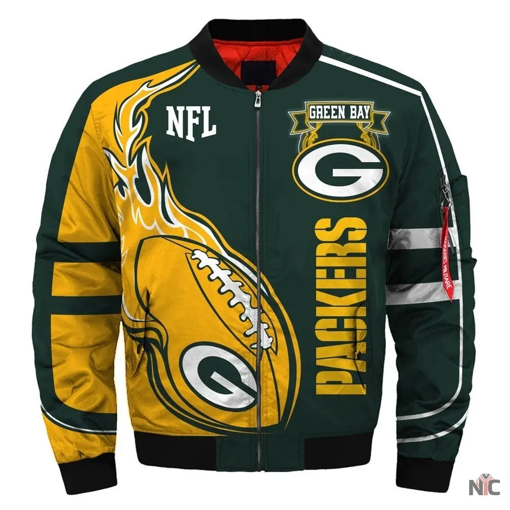 Green Bay Packers Yellow and Green Bomber Jacket