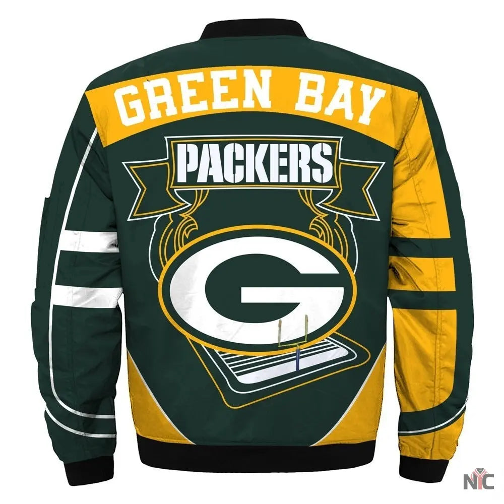Green Bay Packers Yellow and Green Bomber Jacket