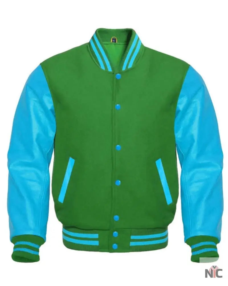 Green &amp;amp; Blue Varsity Jacket