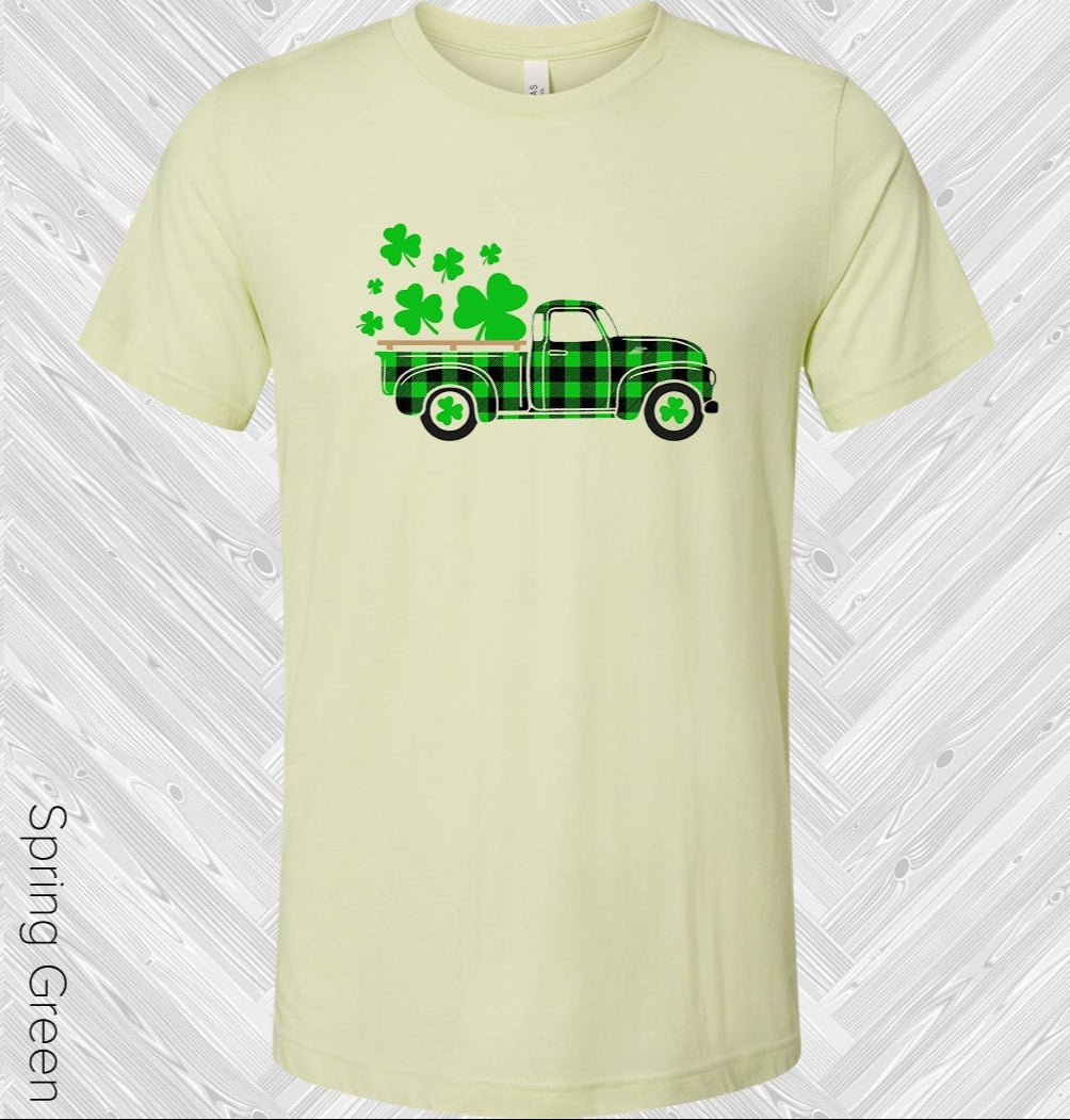 Green Buffalo Plaid Shamrock Truck St. Patrick&amp;#39;s Day Graphic Tee