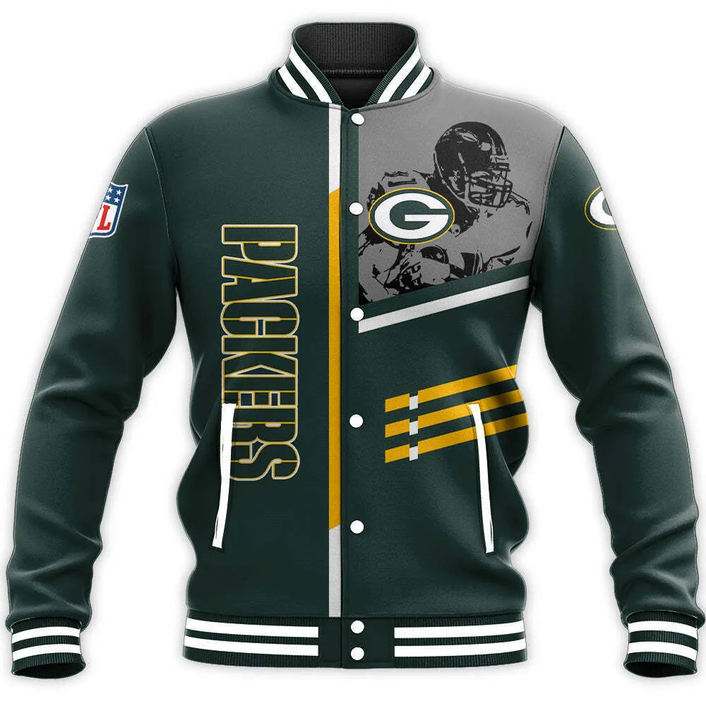 Green Bay Packers Grey Varsity Jacket