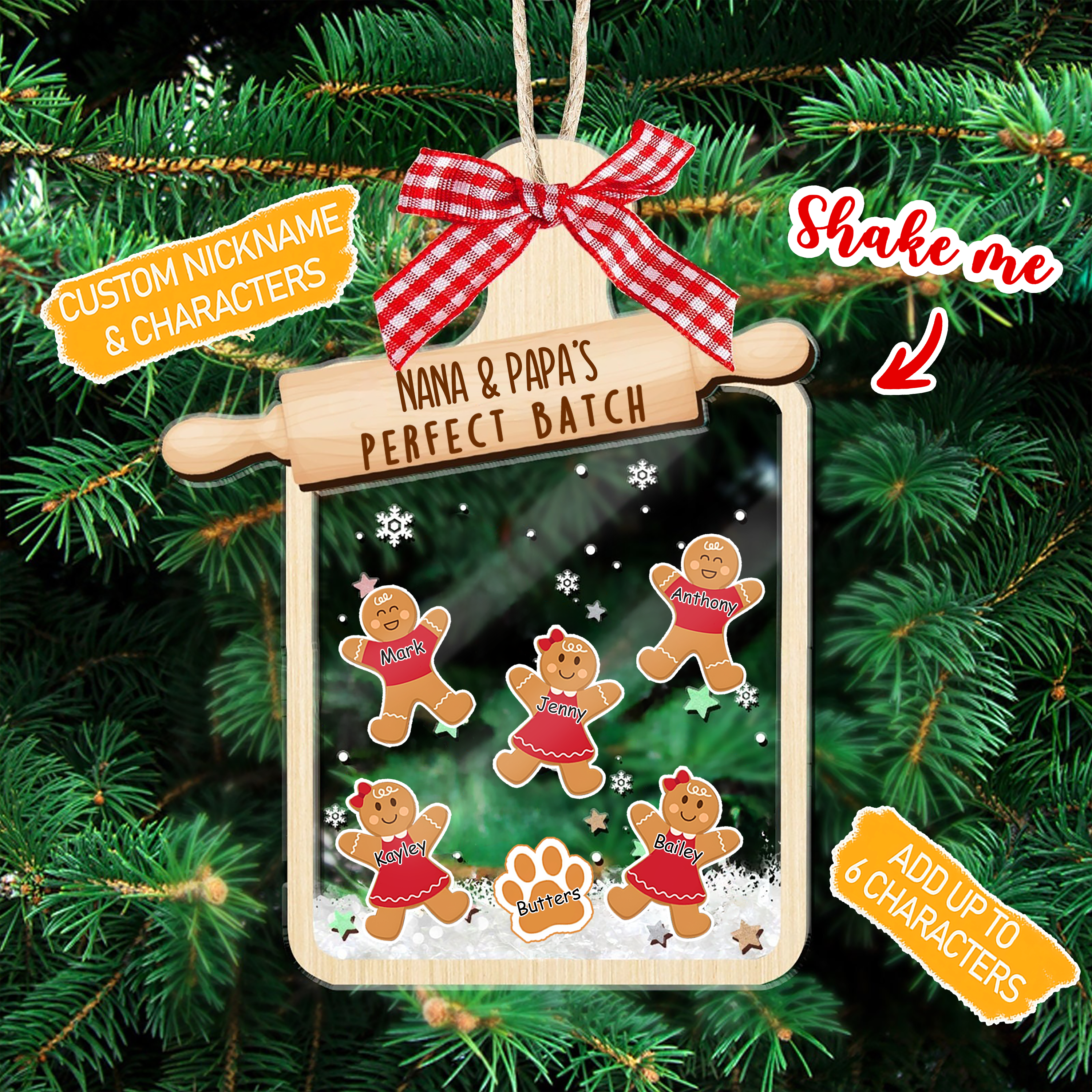 Grandma &amp;amp; Grandpa&amp;#39;s Perfect Batch - Custom 3 Layers Shaker Ornament - Personalized Christmas Gift For Couple,  Husband, Wife, Anniversary, Family