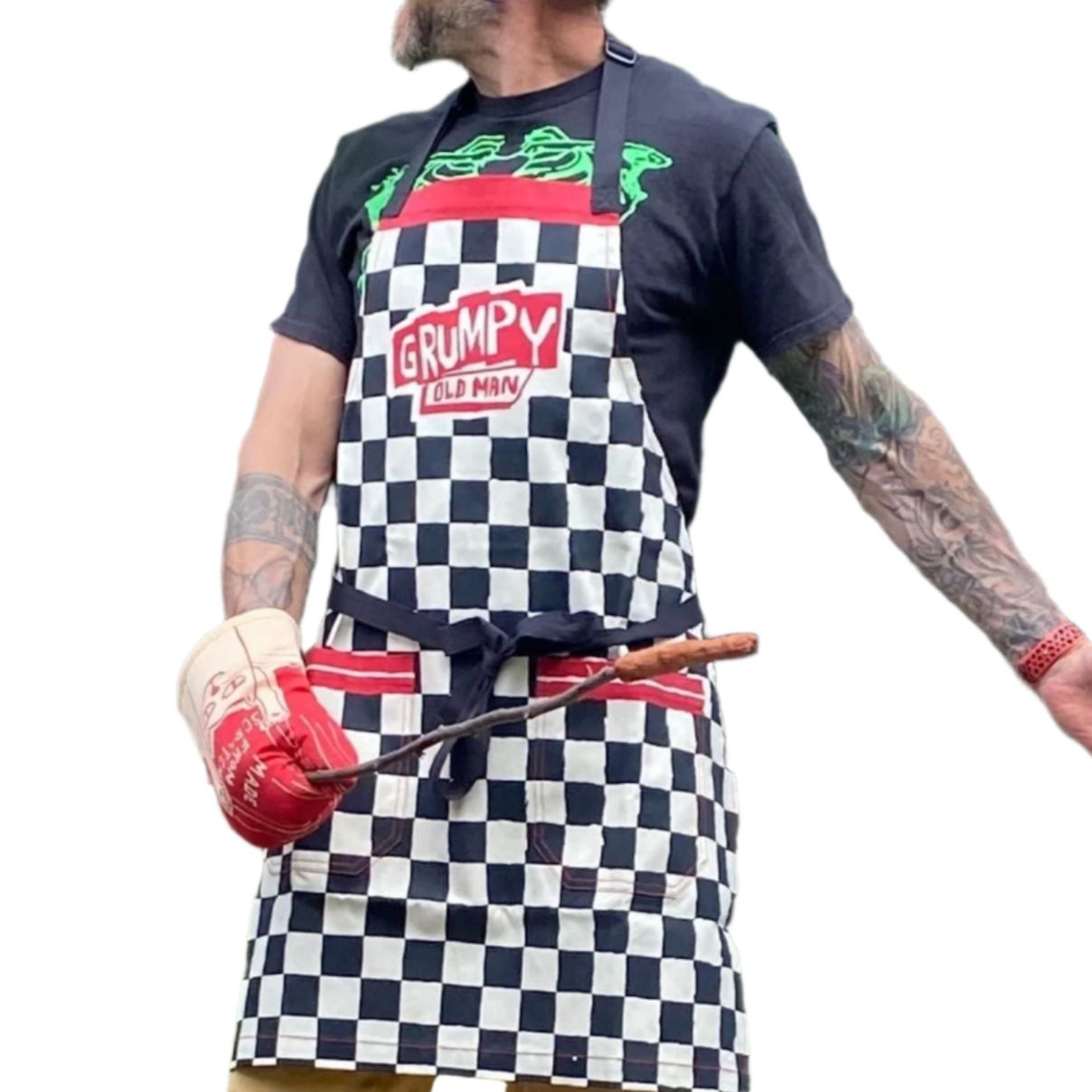 Grumpy Old Man Funny Cooking and BBQ Apron 2 Pockets Adjustable Strap 100% Cotton | BlueQ at GetBullish | Father&amp;#39;s Day Gift