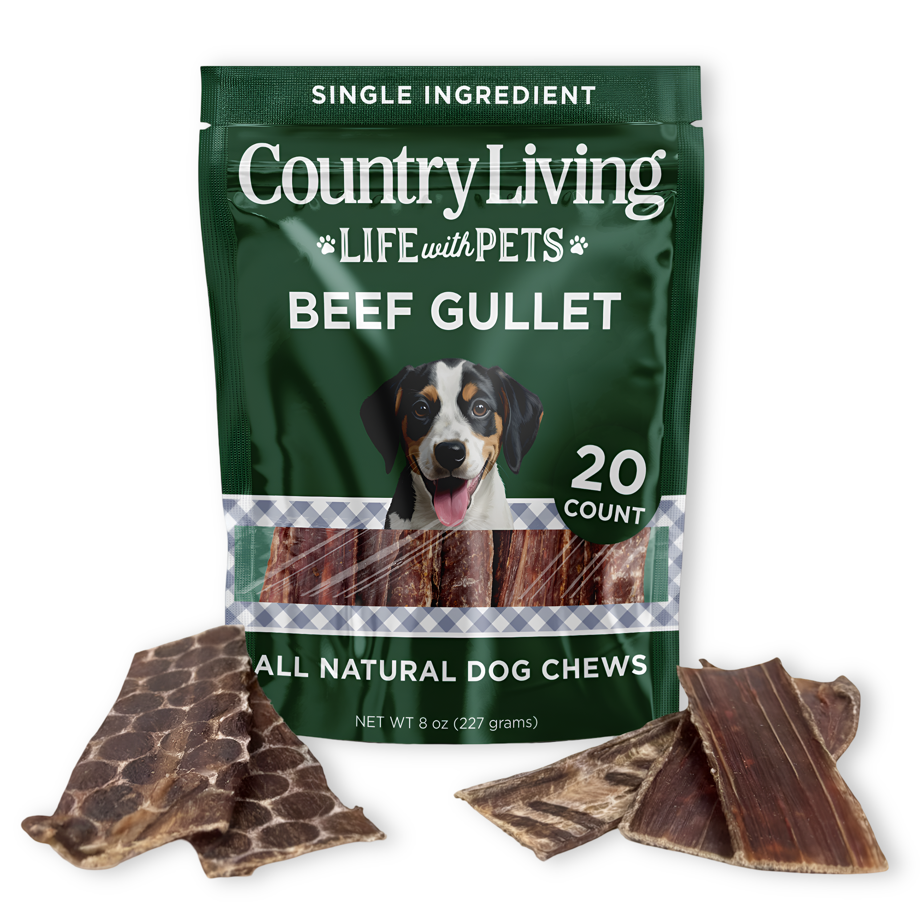 Country Living 6” Gullet Flats Dog Treats – 20 Count Bag – All-Natural Beef Esophagus Chews – High-Protein, Easily Digestible, Single-Ingredient Dog Treats – Grain-Free &amp;amp; Long-Lasting