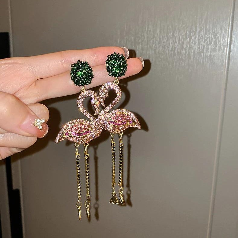 Flamingo Crystal Drop Earrings