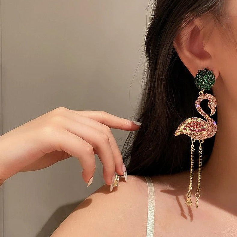 Flamingo Crystal Drop Earrings