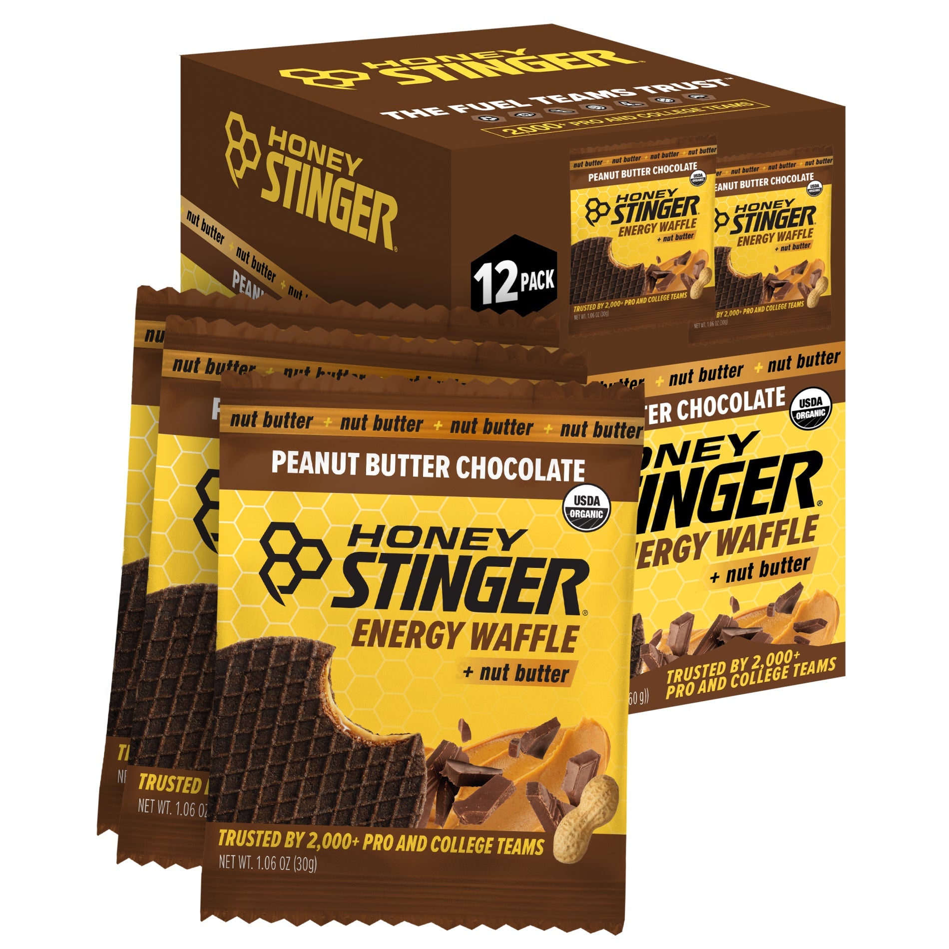 Honey Stinger Energy Waffles, 12 Pack, Peanut Butter Chocolate