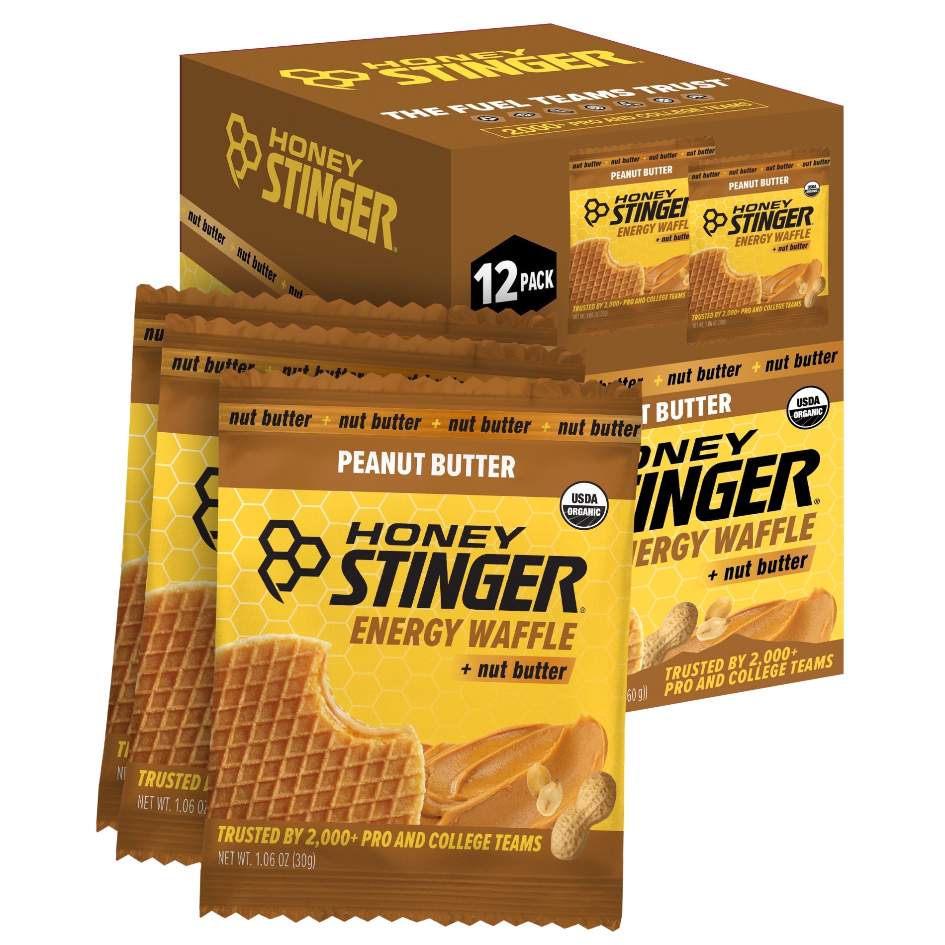Honey Stinger Energy Waffles, 12 Pack, Peanut Butter