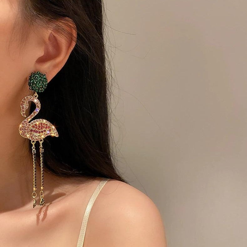 Flamingo Crystal Drop Earrings