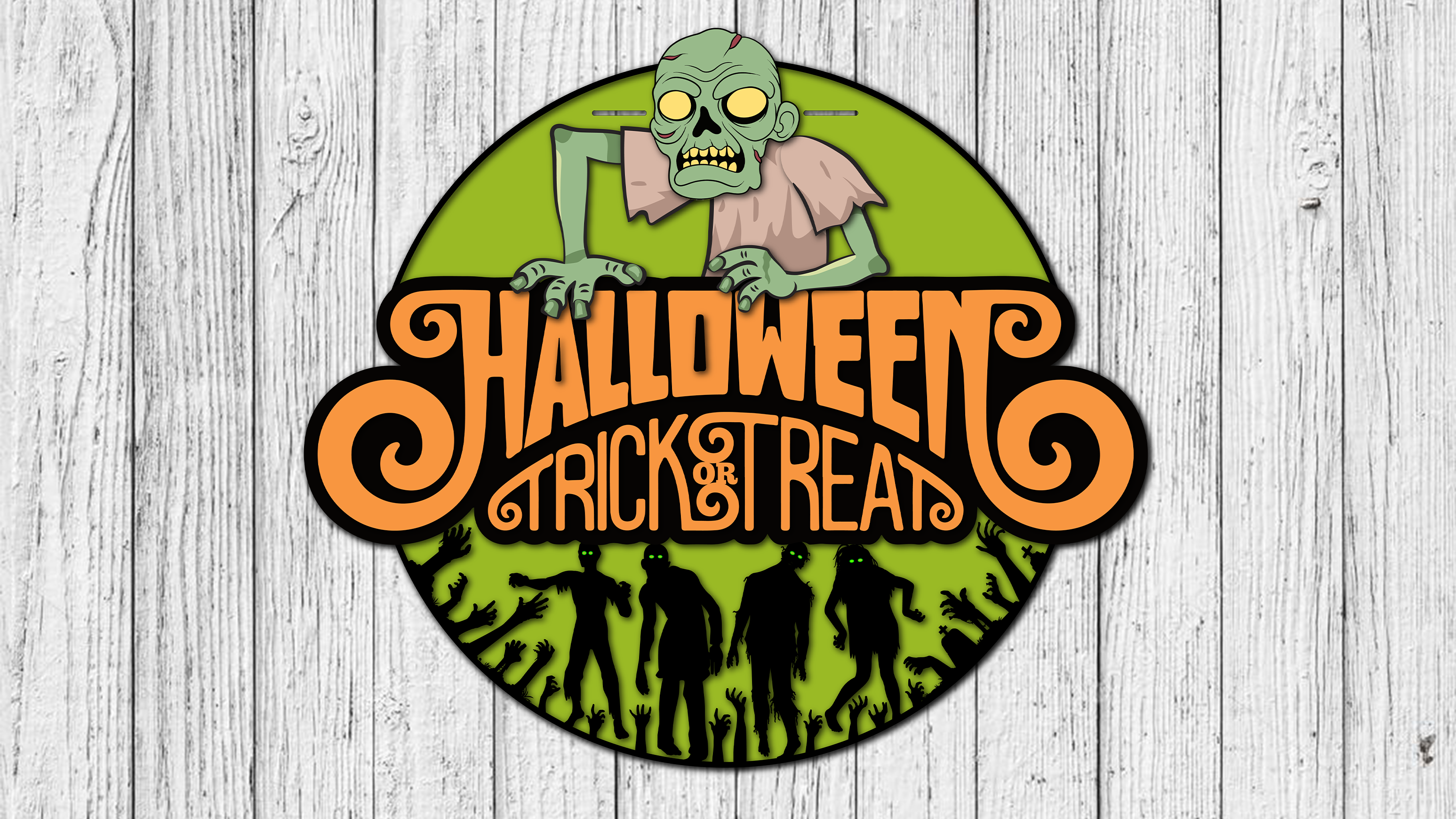 Halloween Trick Or Treat Zombie Door Hanger