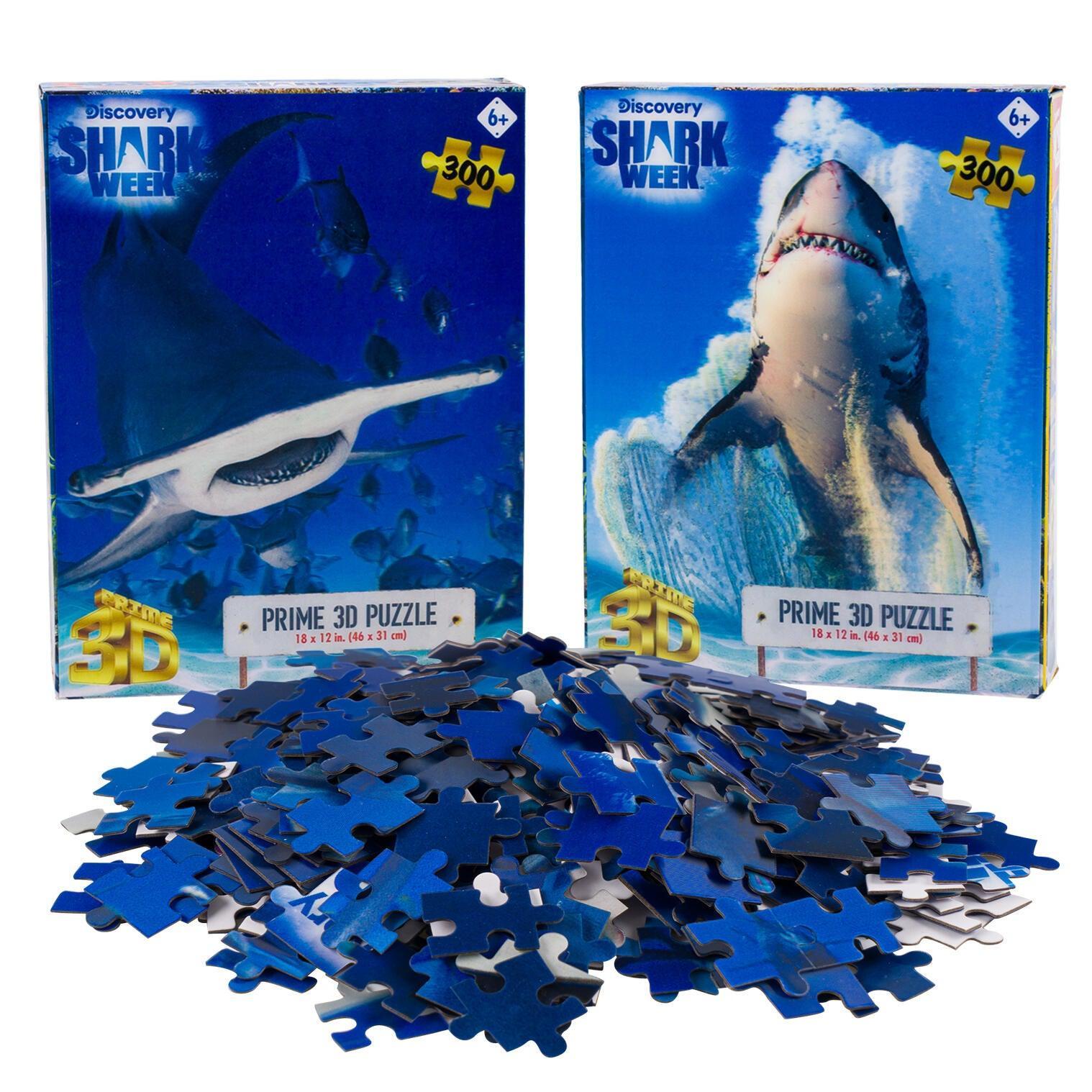 Hammerhead &amp;amp; Great White Set of 2 300 Piece Lenticular Jigsaw Puzzles Prime 3D