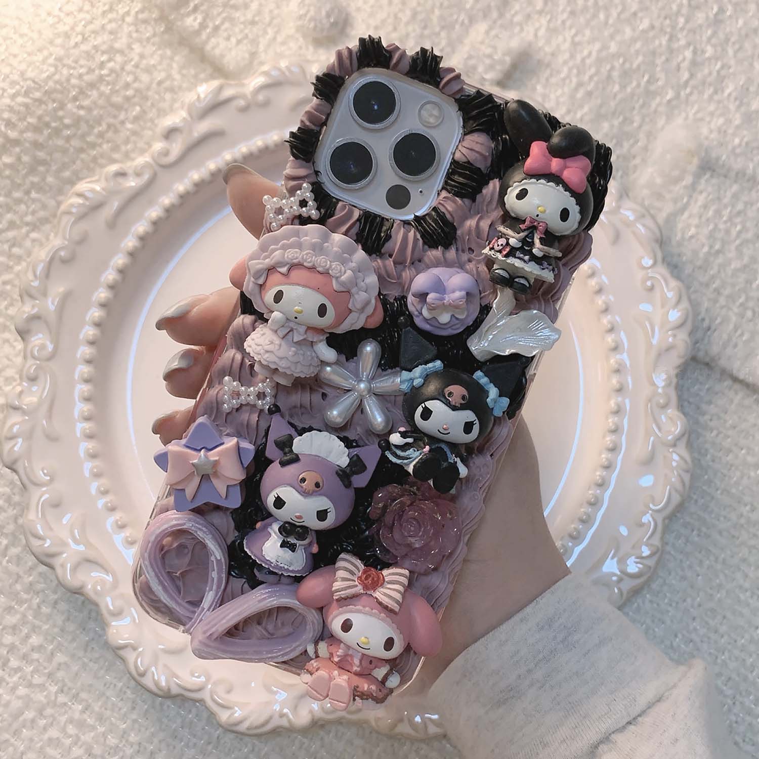 Handcrafted Cute Lolita Cartoon Character Cream Phone Case (Customizable) | ZAKAPOP