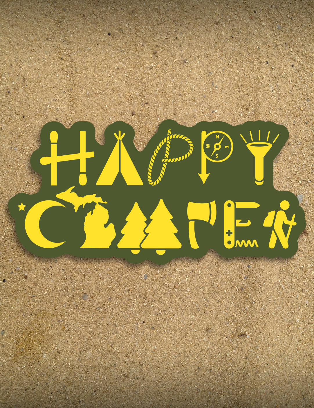 Happy Camper Icons - 7&amp;quot; Sticker