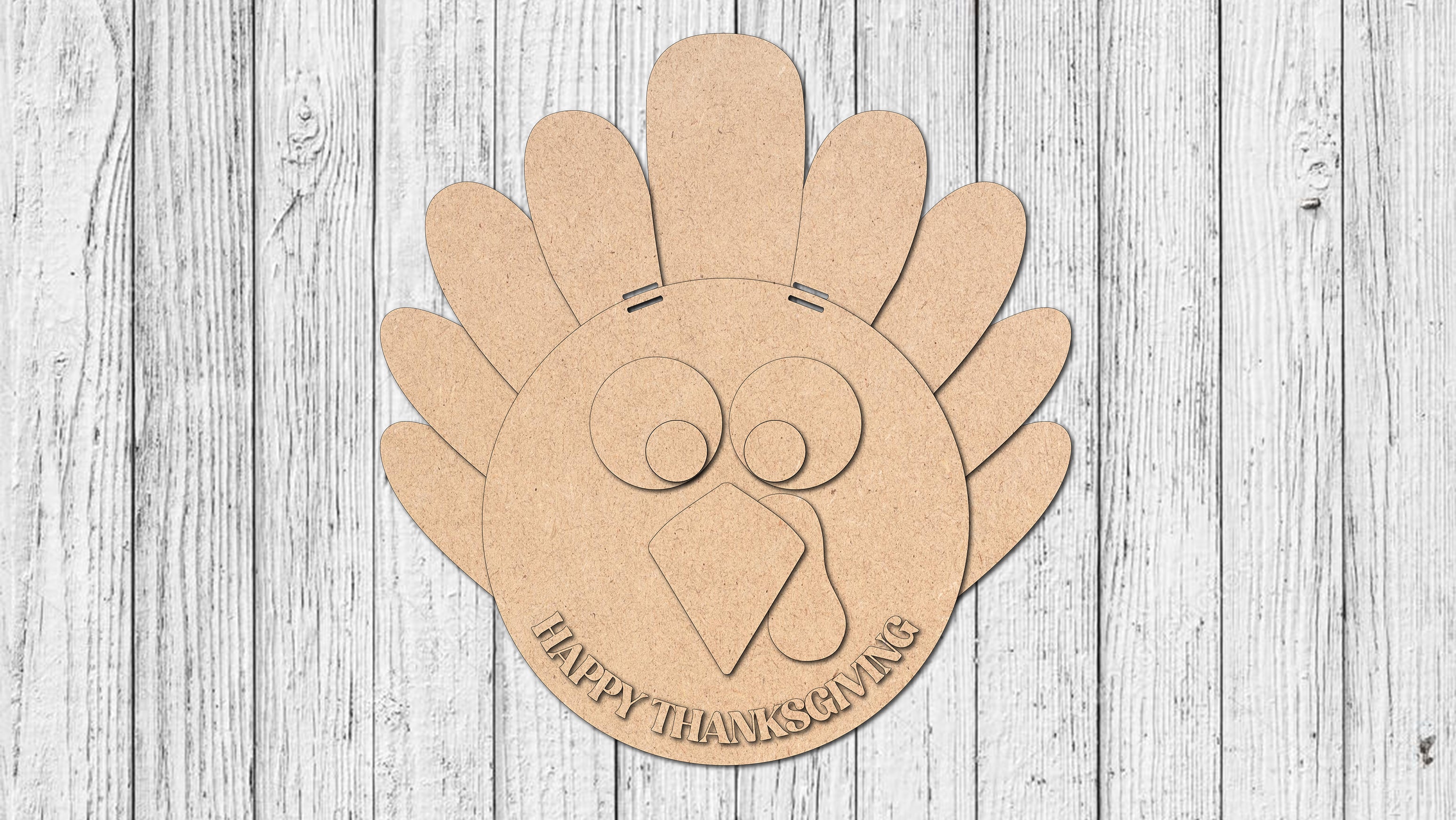 Happy Thanksgiving Turkey Door Hanger - DIY Unfinished Kit - Lvl 2