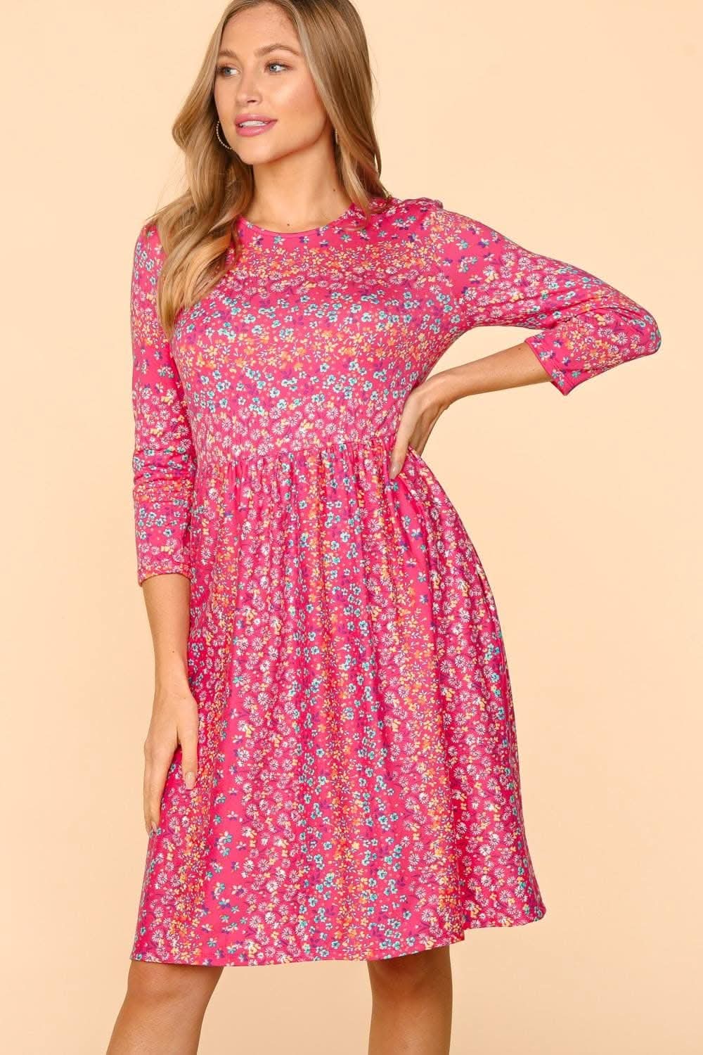 Haptics Floral Dress with Pockets for Effortless S