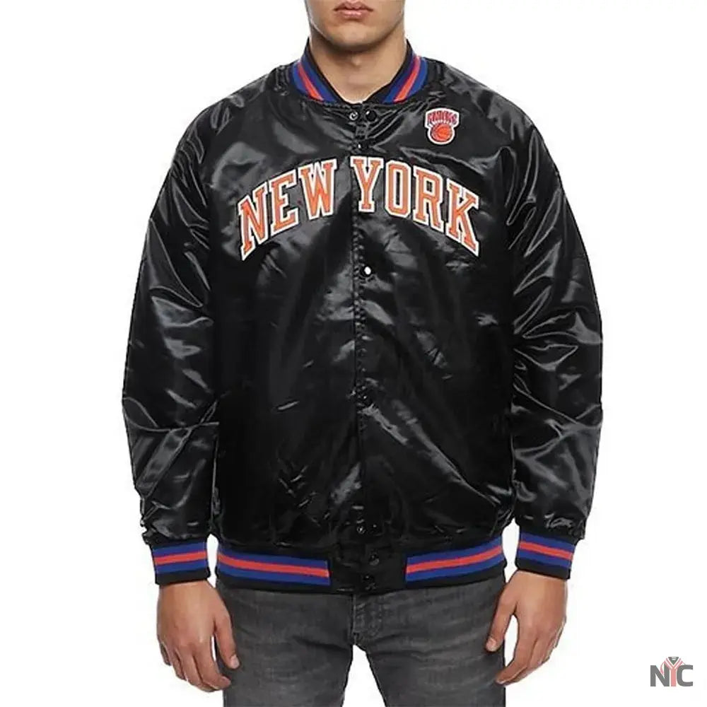 Hardwood Classics NY Knicks Satin Black Jacket