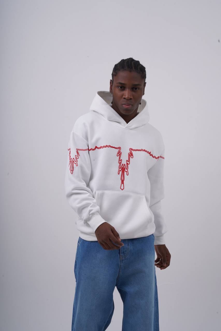 &amp;quot;Heartbeat&amp;quot; Embroidered Graphic Hoodie
