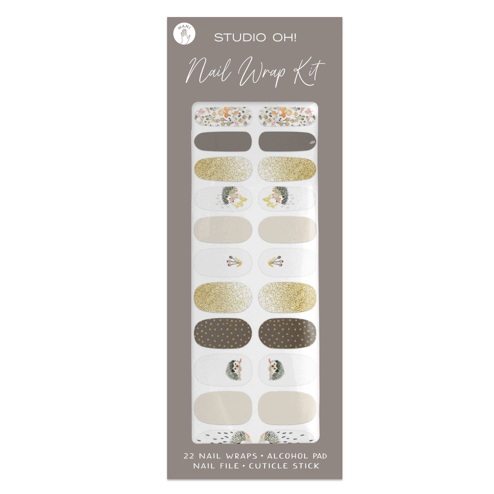 Hedgehogs Nail Wrap Kit | Porcupine Nail Care Arts Tools Accessories | On-the-go Travel Kit