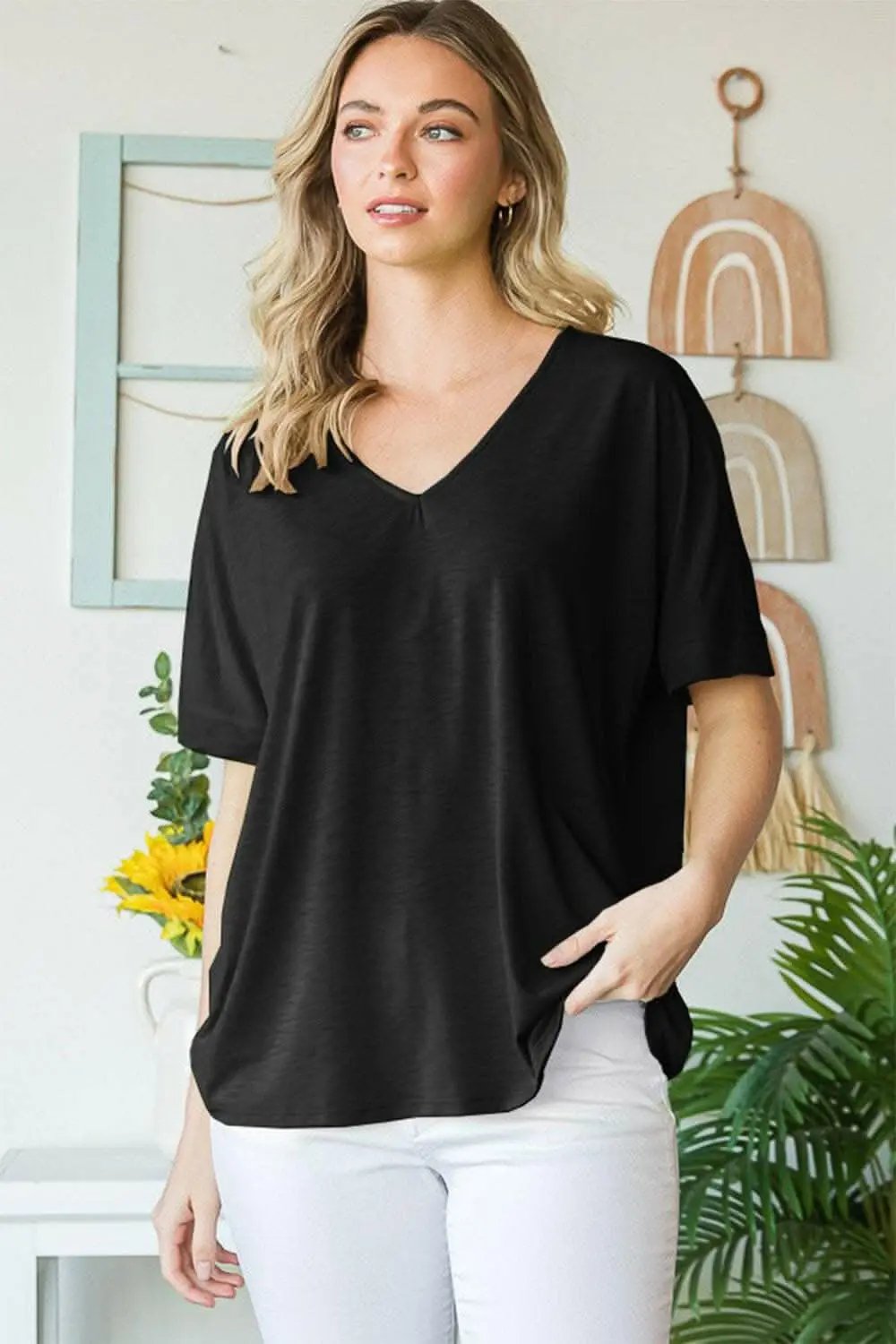 Heimish V-Neck Tee Women&amp;#39;s Casual Short Sleeve Top Soft &amp;amp; Comfy