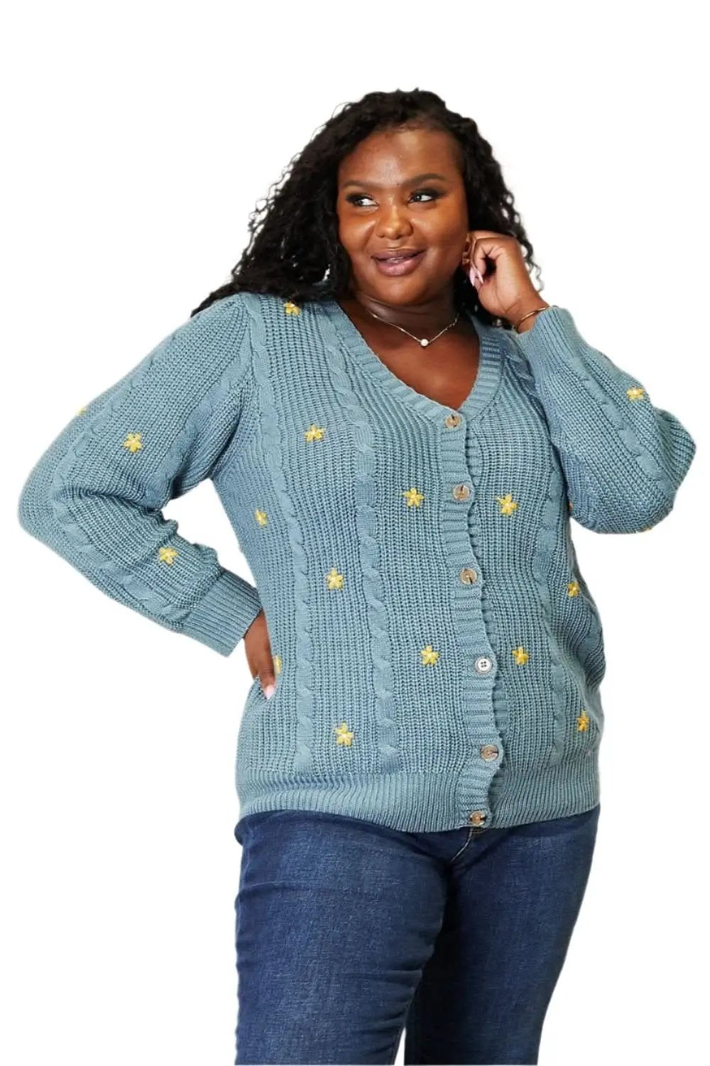 Trendsi Heyson floral embroidered cardigan