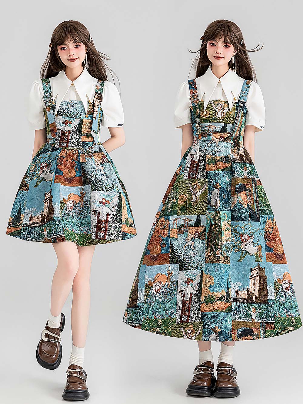 High-End Jacquard Oil Painting Style Pinafore Dress | ZAKAPOP