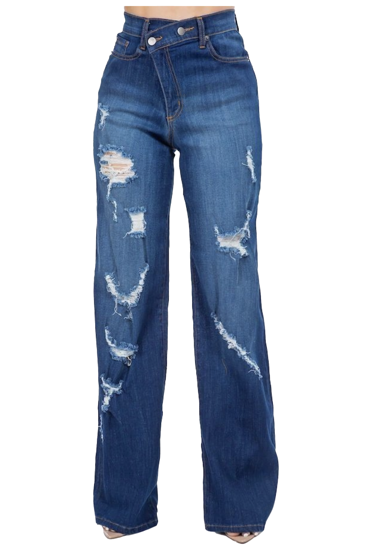 WL07- High Rise Wide Leg- Dark Blue