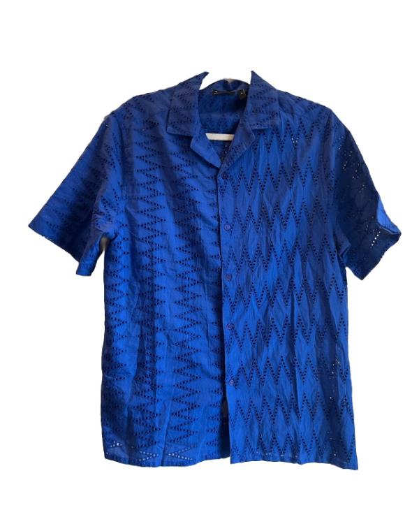 Hitmakers S01 Trey Campbell Blue Printed Shirt