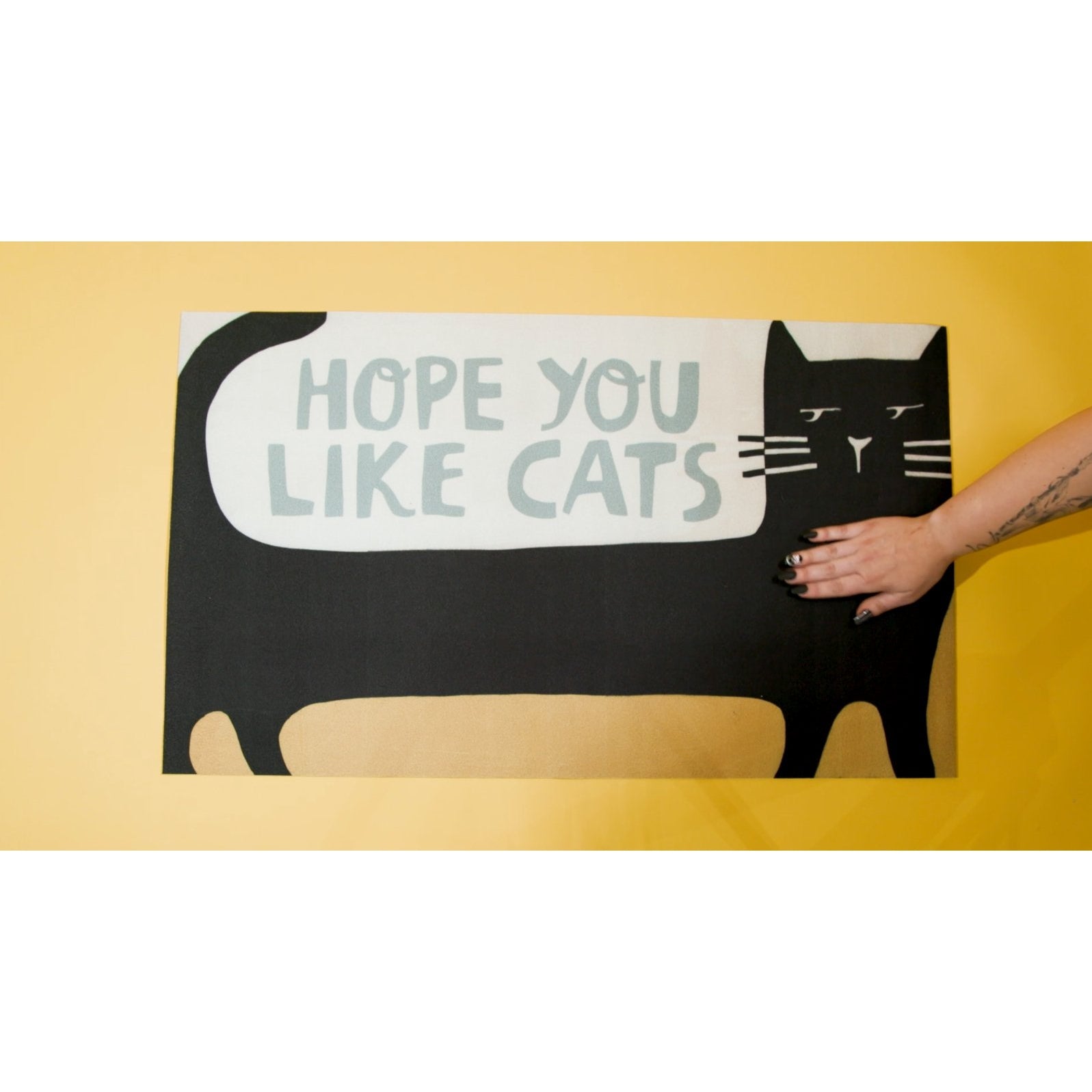 Hope You Like Cats Doormat Entryway Indoor/Outdoor Rug | 34&amp;quot; x 20 | Slip-Resistant Backing
