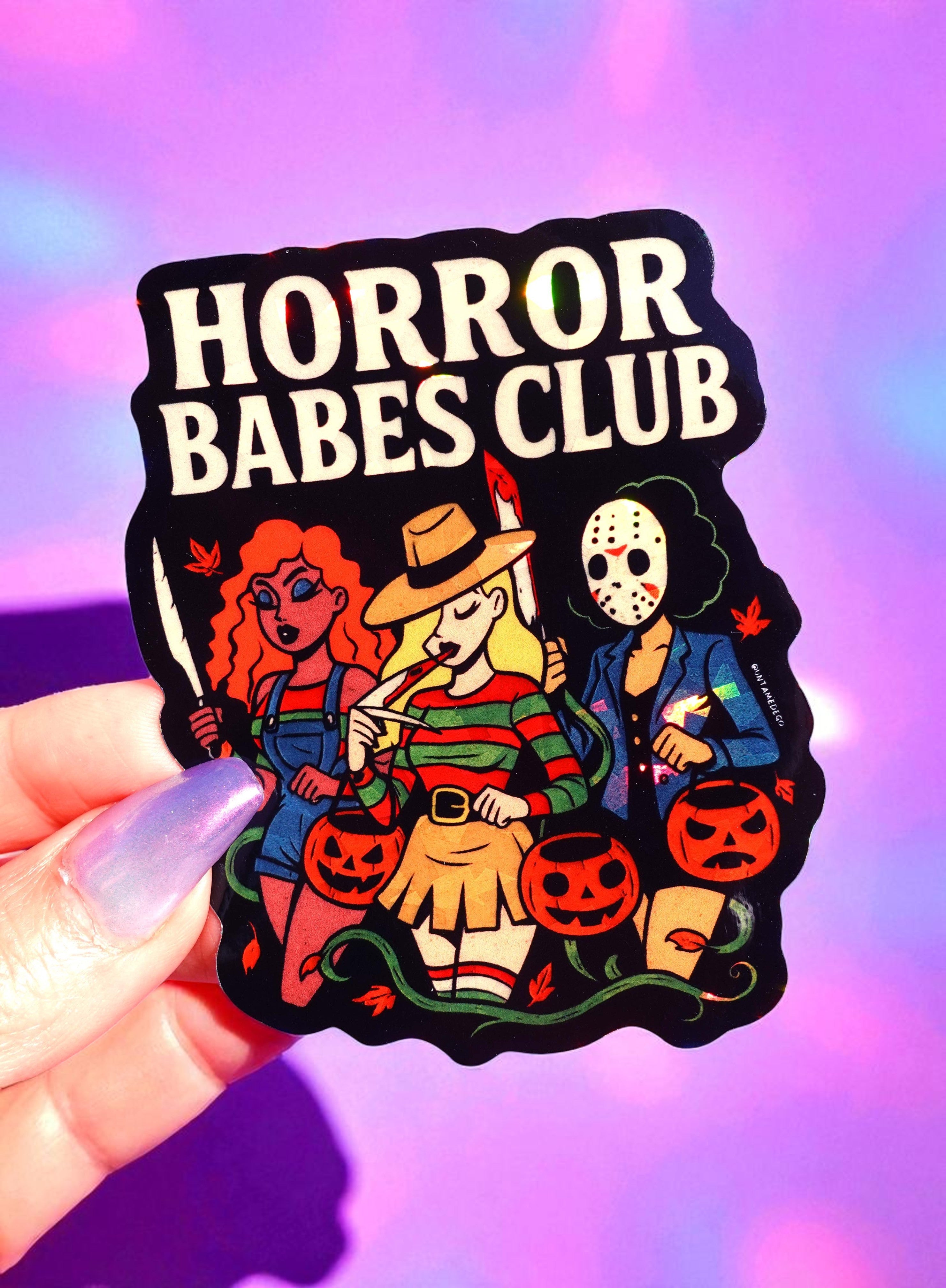 Horror Babes Club Sticker – Funny Retro Halloween Slasher Vinyl Sticker
