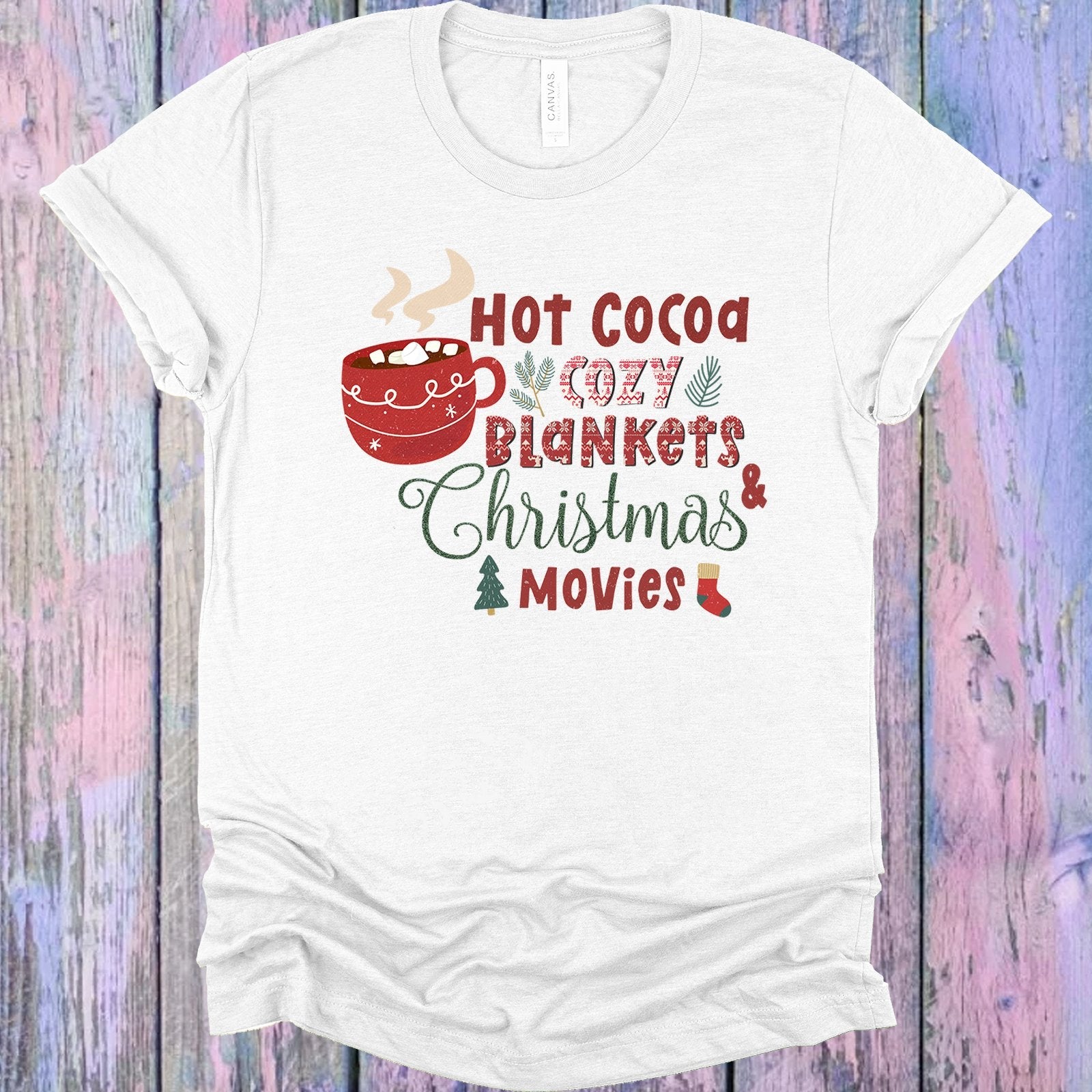 Hot Cocoa Cozy Blankets &amp;amp; Christmas Movies Graphic Tee