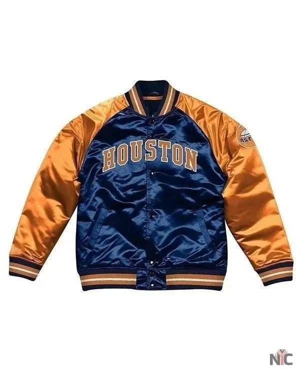 Houston Astros Blue And Orange Satin Jacket