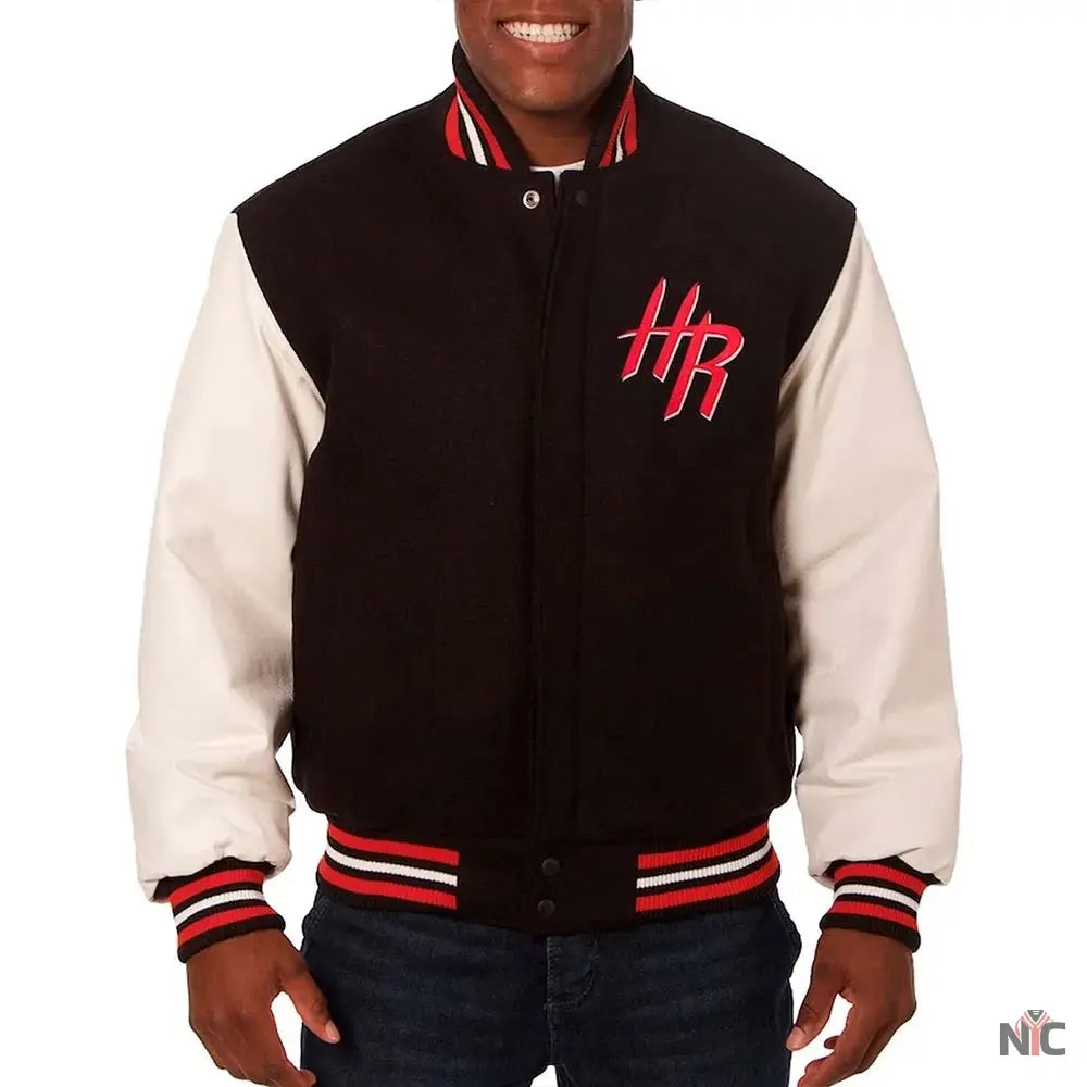 Houston Rockets Black and White Varsity Jacket