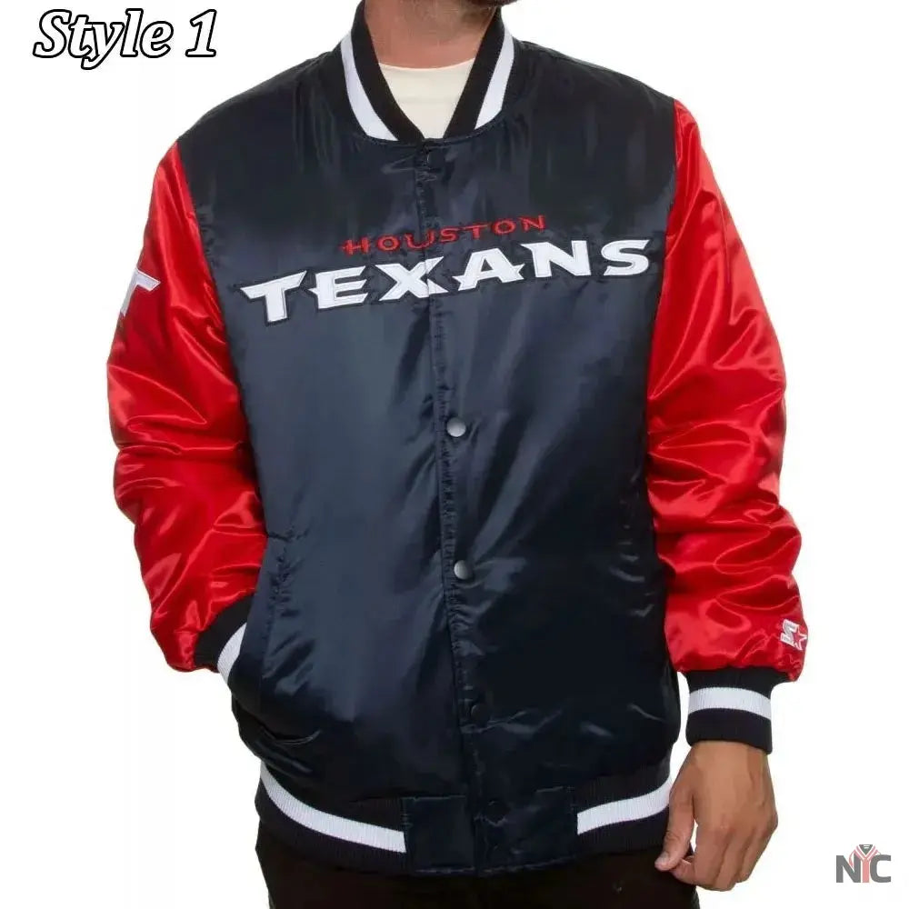 Houston Texans Enforcer Navy and Red Satin Jacket