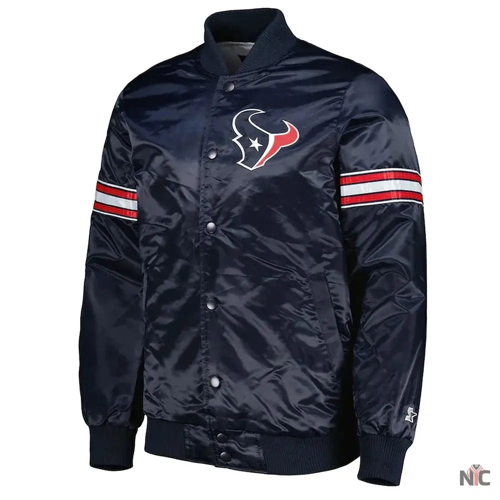 Houston Texans The Pick and Roll Navy Blue Satin Jacket