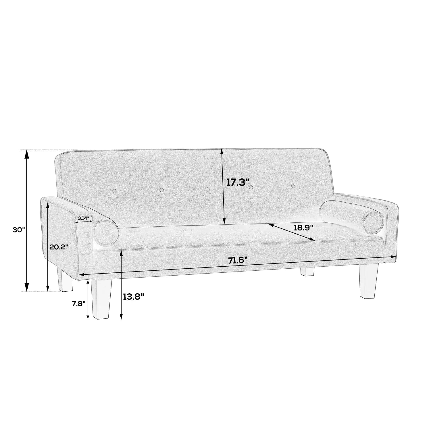 (.23) Style Loft Collection Granite Pull Point Tufted Button Sofa