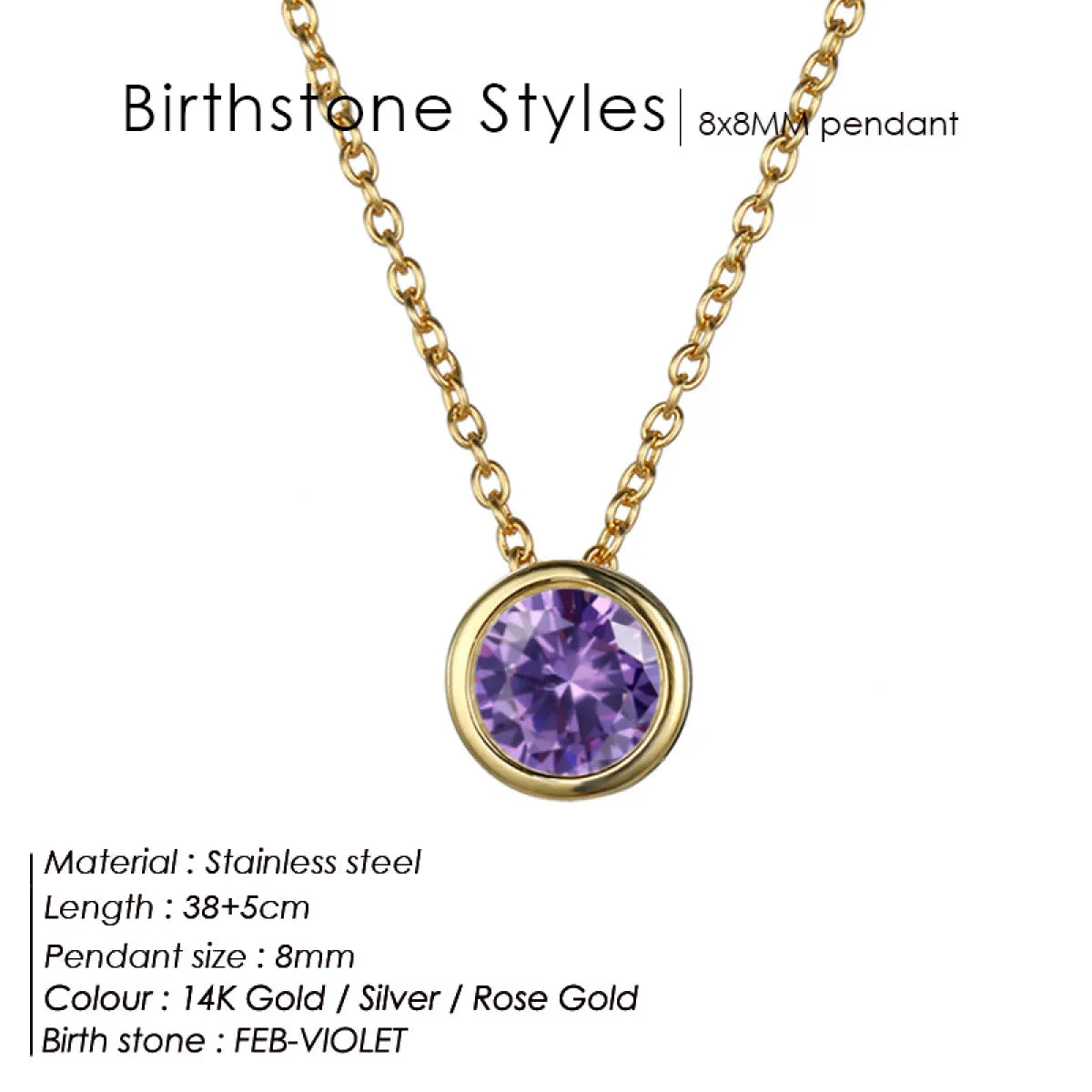 Style Loft Collection Stainless Steel Birth Gemstone Necklace