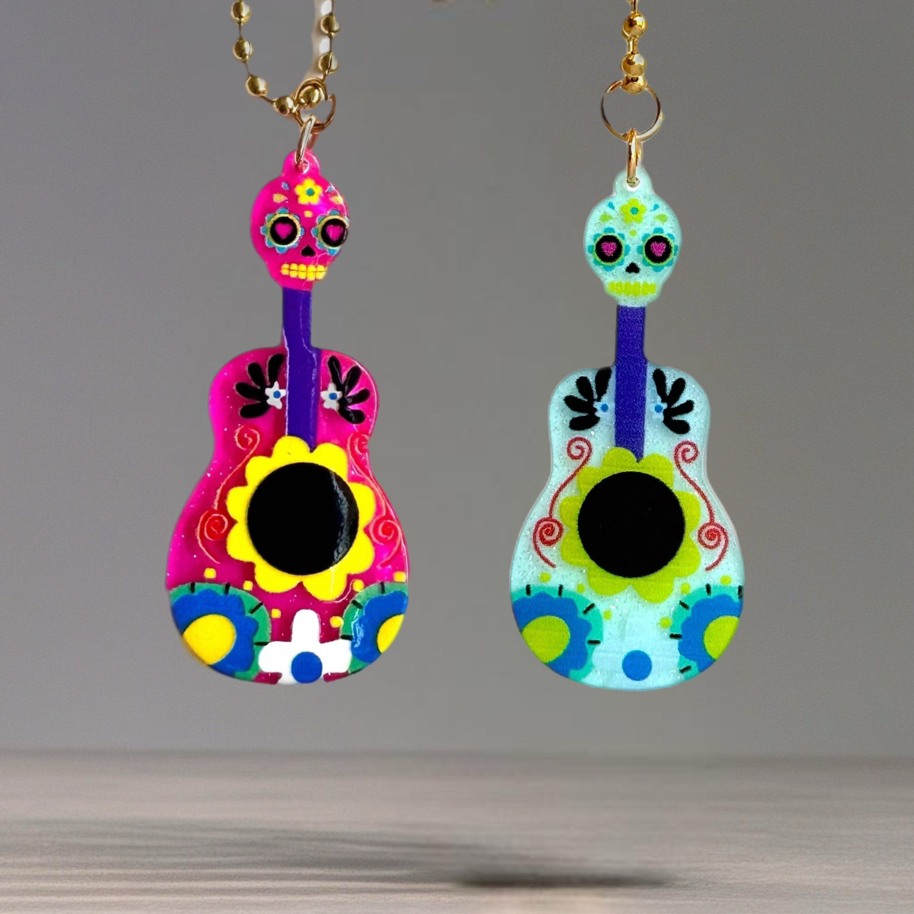 Sugar Skull Guitar Charm - Tumbler Handle Charm