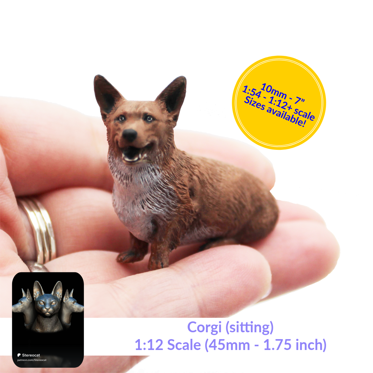 Pembroke Welsh Corgi - Miniature dog for dollhouse, diorama by Stereocat (1 dog)