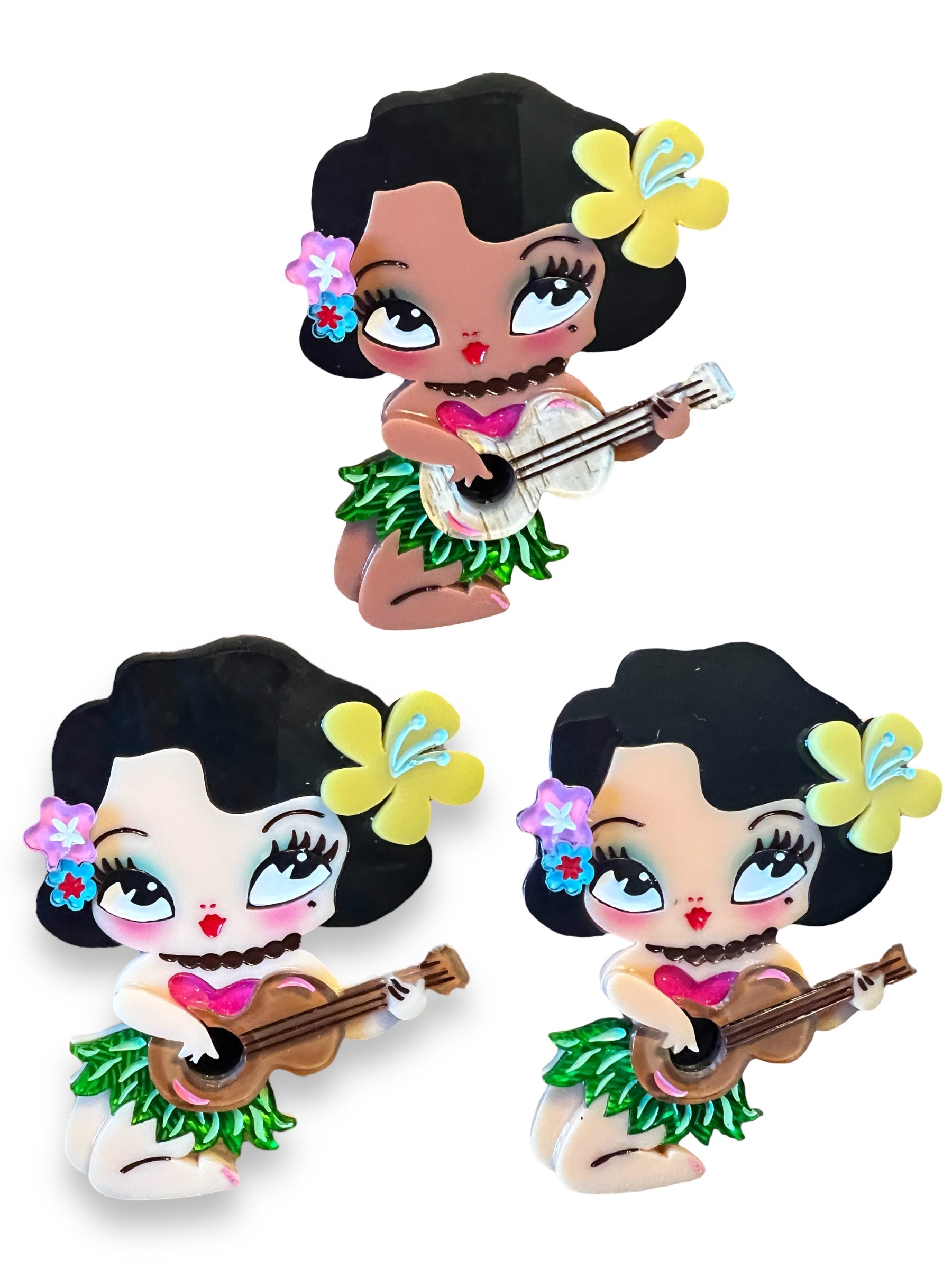 Hula Lula Tiki Girl Brooch by Miss Fluff x Lipstick &amp;amp; Chrome