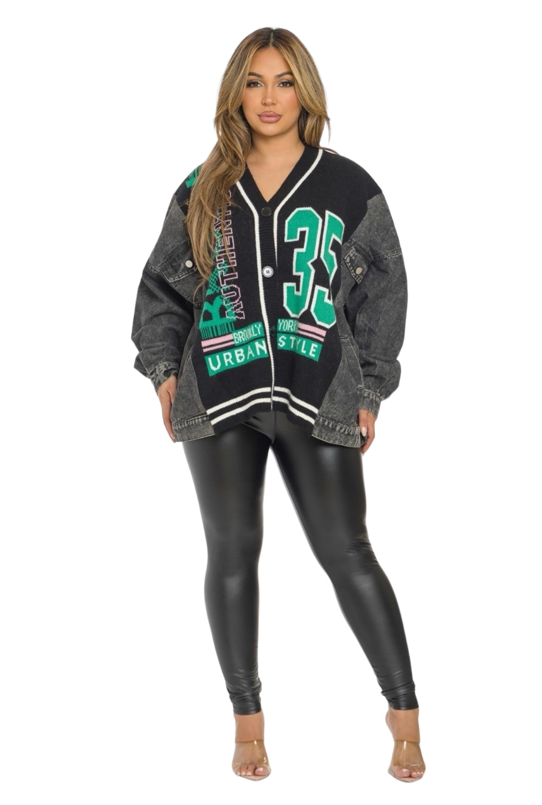 Denim &amp;amp; Sweater Cardigan