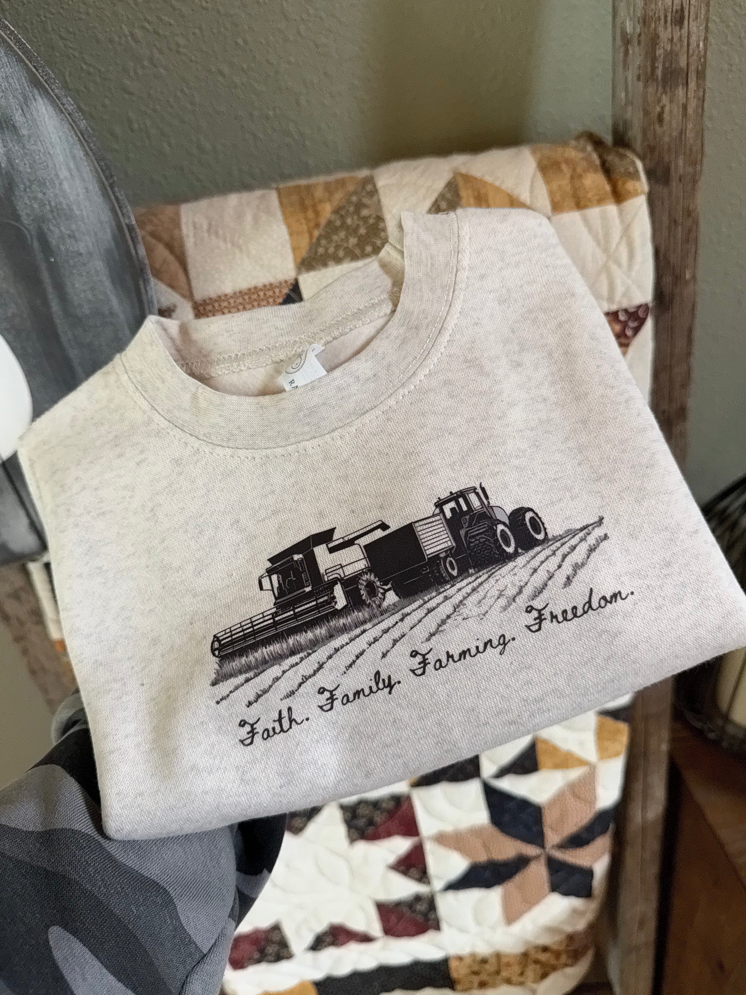 Toddler / Youth Faith • Family • Farming • Freedom Graphic Crewneck
