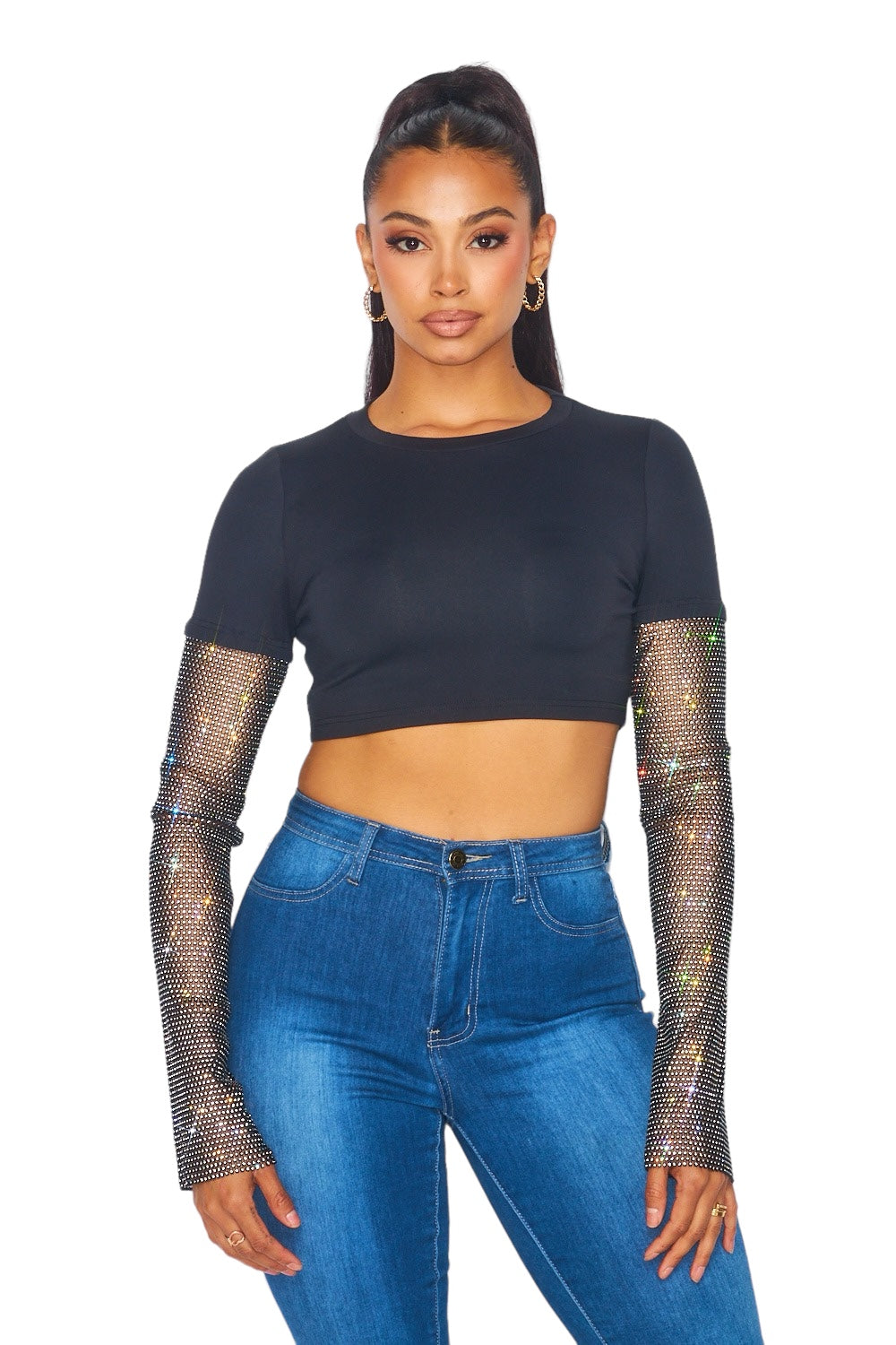 Jewel Sleeve Crop Top