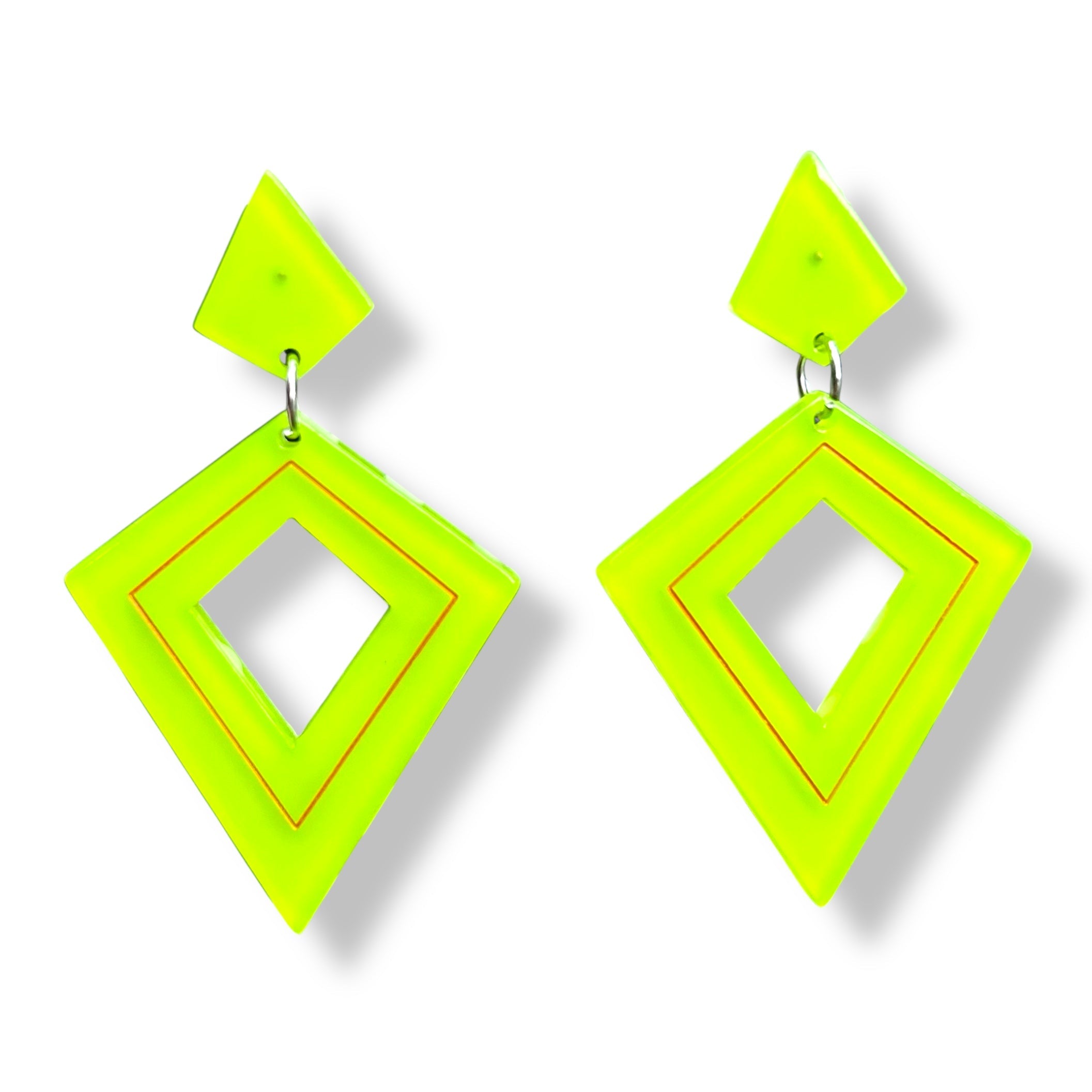Retro Diamond Dangle Earrings by Lipstick &amp;amp; Chrome -GREEN