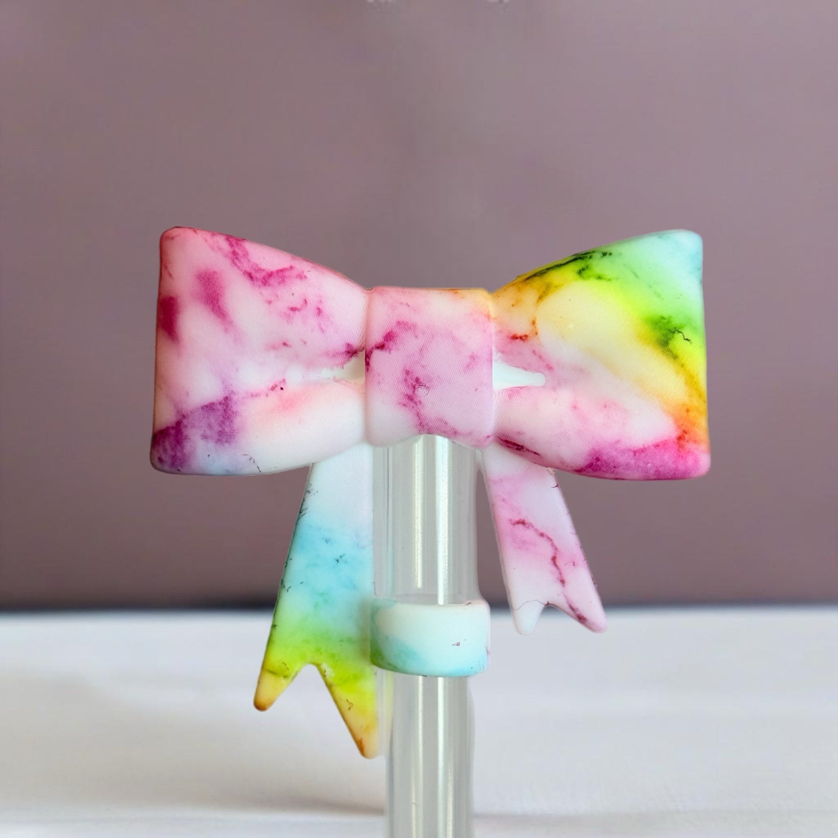 WATERCOLOR 3D BOW STRAW TOPPER