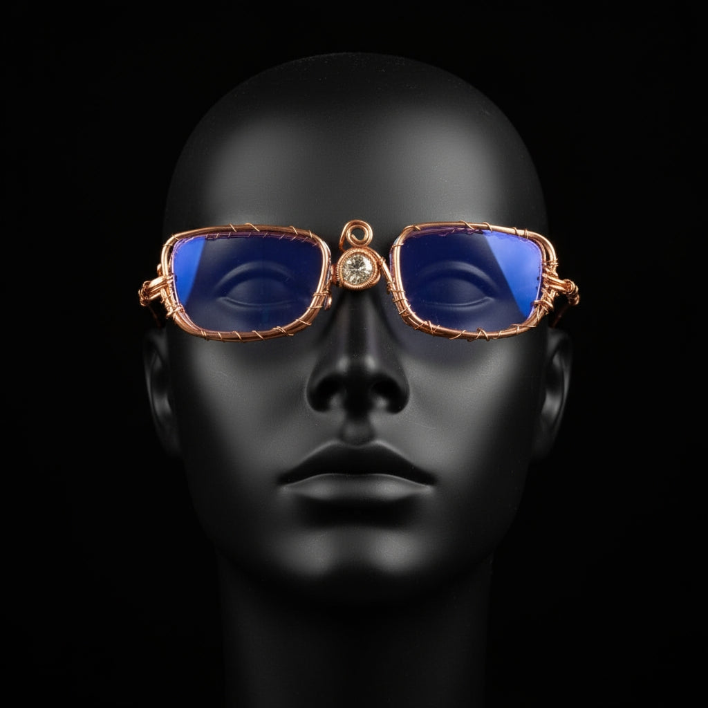 Custom Pure Copper iamevibez Wire wrapped 5ct Moissanite Anti Blue Light Glasses